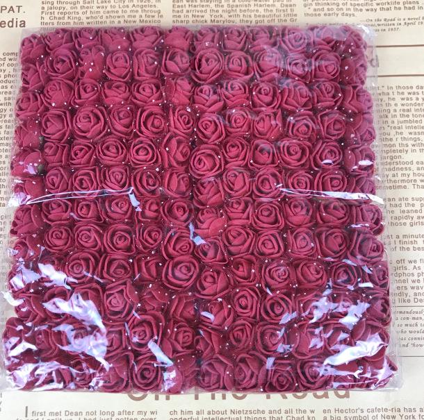 144 розы из пряжи 2,5 см своими руками - цветы из пенополиэтилена для свадебных и конфетных венков