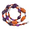 Natural Carnelian Amethyst Moonstone Gemstone Smooth Beads Necklace 17" UB-4351 UB-4351