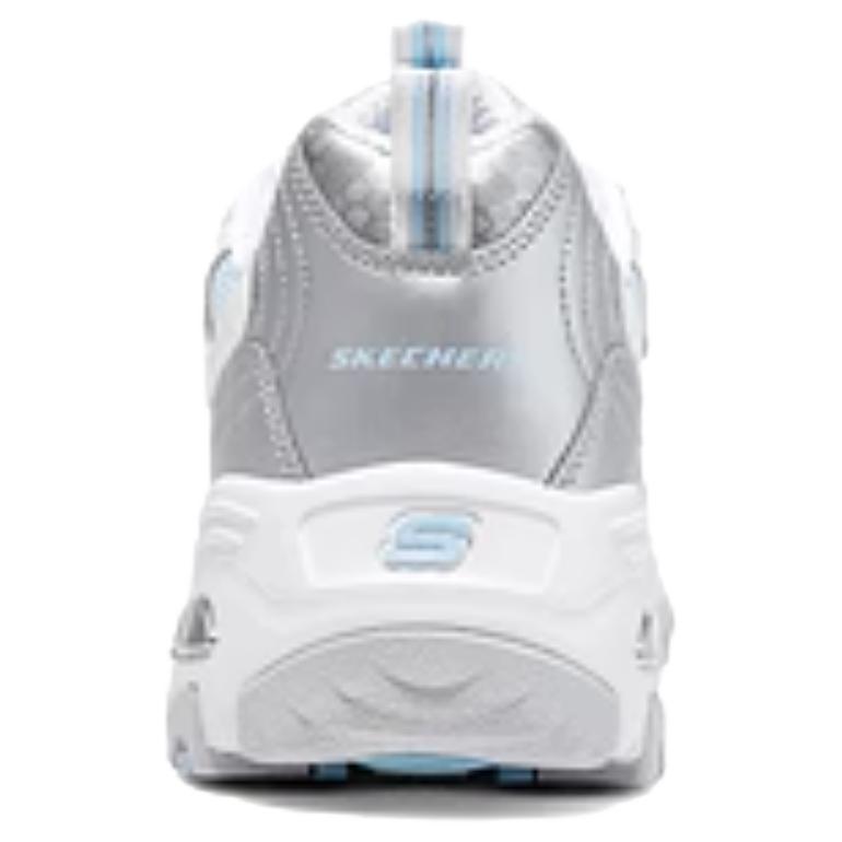 Skechers DLites 1.0 Удобные Универсальные Повседневная Мода Ретро Дышащие Низкие Папины Кроссовки Женская Сникерс Серебристо-Белый 150246-WSLB