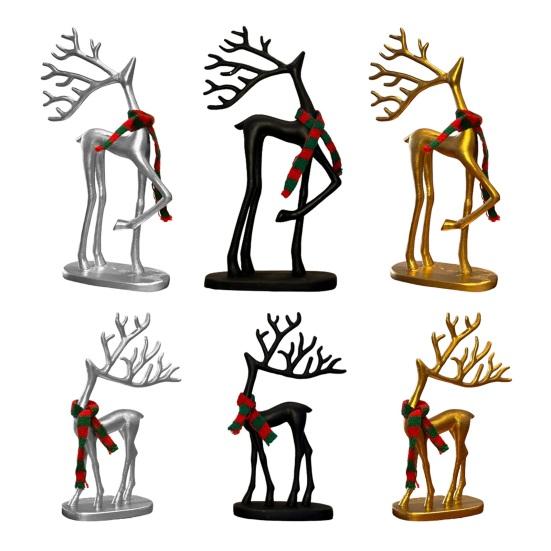 1/2 шт. Рождественская статуэтка оленя с шарфом, минималистичная фигурка силуэта лося, скульптура оленя, украшение для дома, офиса, рабочего стола