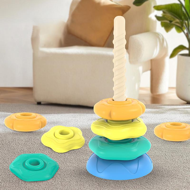 1 набор детских подарков, игрушка-стопка, вращающиеся радужные шестеренки, обучающие игрушки Монтессори для малышей, развивающие сенсорные навыки, башня-стопка