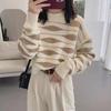 Women's Clothing Winter Sweater Loose Pullover Casual Korean Fashion Print Striped Knitted Tops Elegant and Simple Jumper Female