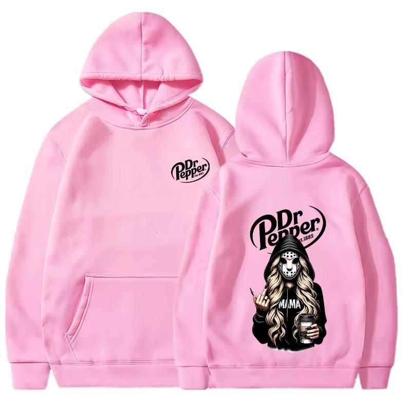 Худи с принтом Хэллоуин Harajuku 'Killer Mama Dr Pepper' Мужское Женское Повседневная Мода С Длинным Рукавом Унисекс Уличный Стиль Пуловер