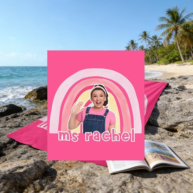 1pc Ms Rachel3 Beach Towel, Beach and Seaside Swimming Pool Equipment, Fashion Pattern, Rectangular, Travel Essentials