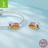 Серебро 925 пробы Хот-дог Такса Собака Бусины, Игривый Веселый Щенок Аксессуары Шарм