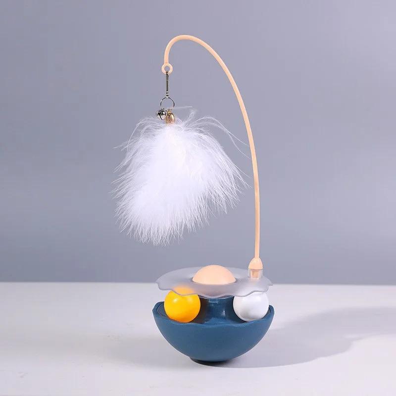 Tumbler Cat Toy Removable Stick Feather Scratching Ball Anti-Bite Turntable Interactive Toy Interesting Pet Supplies cat toys