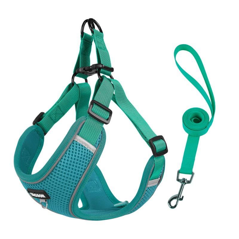 Adjustable Reflective Mesh Dog Harness With Leash Small Medium Dogs Comfort Fit Walking Running Training