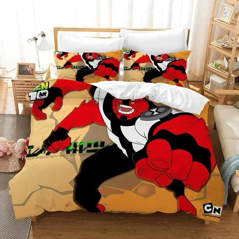 3D Cartoon Ben10 Duvet Cover with Pillow Cover Bedding Set Printed Bed Set With Pillowcase Soft Queen King Size Bedclothes Home