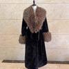 New Autumn and Winter Fur Coat Women's Rabbit Fur Fur Fur Integrated Long Style Real Fox Fur Fur Collar Fashionable Warm Coat Women