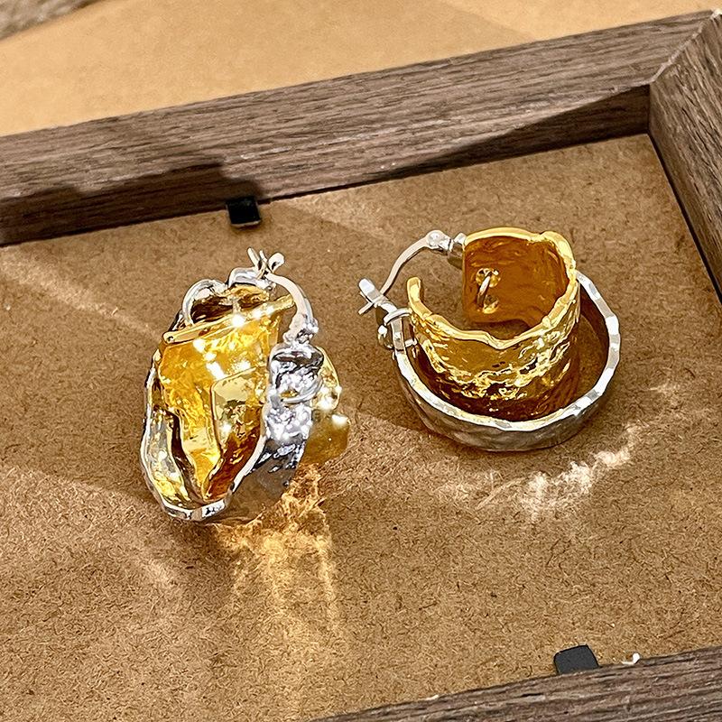 Vintage Simple Fashion Smooth Irregular Hollow Out Geometric Hoop Earrings