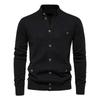 European and American Style Men's Spring Autumn Cardigan Casual Solid Stand Collar Sweater with Pockets