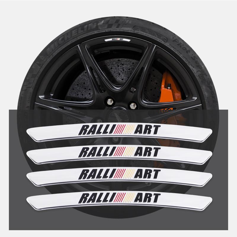 4pcs Aluminium Alloy Car Wheel Hub Stickers For Mitsubishi Ralliart Outlander ASX Lancer Lancer-Ex Competition Eclipse Expo