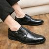 Мужские кожаные туфли с пряжкой, цельные, формальные, мужские туфли, увеличивающие рост
