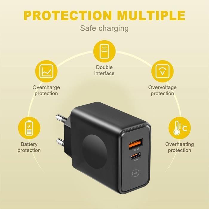 Chargeur Rapide 30W - E.F.CONNECTION - PD20W + QC 3.0 - 2 Ports USB - Compatible Xiaomi 13 Series
