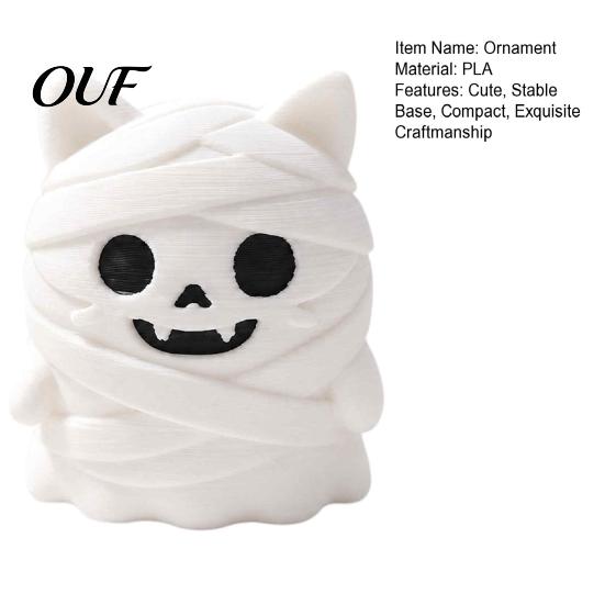 Detailed Cat Collectible 3D Printed Mummy Figurine, Cute Bandaged Kitten Statue for Halloween Tabletop Gift Idea Decoration, Compact Animal Sculpture