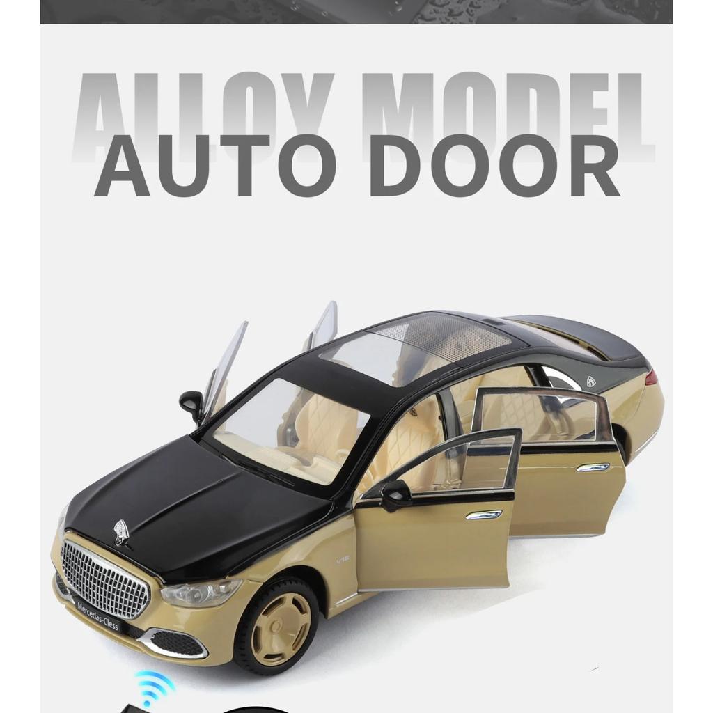 1/24 Maybach S680 Управление ключом Металлическая модель автомобиля Игрушка Литье под давлением Металлическое литье Звук и свет Оттяжная машинка Игрушки для детей Транспортное средство