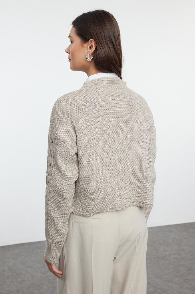 Женский модный стильный кардиган с укороченным галстуком и детальным трикотажным кардиганом