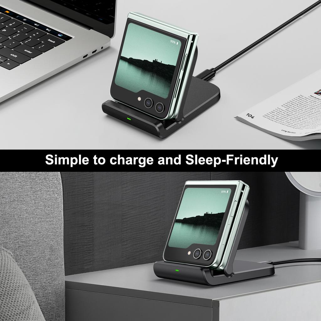 Беспроводное зарядное устройство SwanScout 501S для Samsung Z Flip 6 5 4 3 Складная подставка для быстрой зарядки Galaxy S23 для Moto Razr 40 50 Ultra