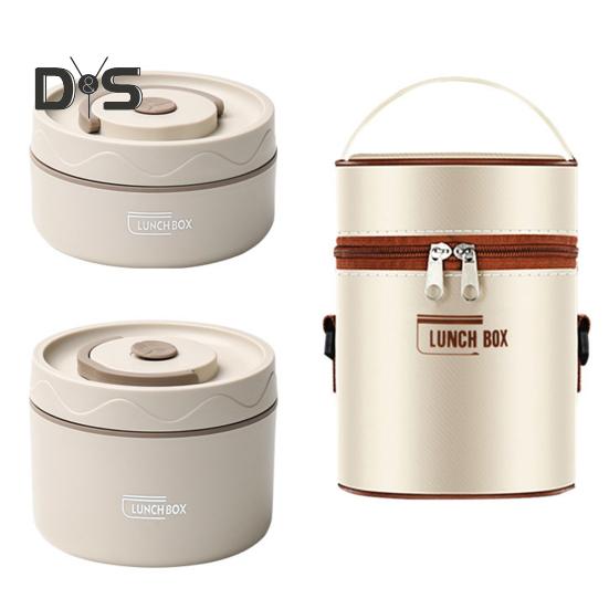 1 комплект, 420/550 мл ланч-бокс из нержавеющей стали с герметичной крышкой, двухслойный, пищевой, посудомоечная машина, микроволновая печь, морозильник, безопасный для студентов, круглый термос