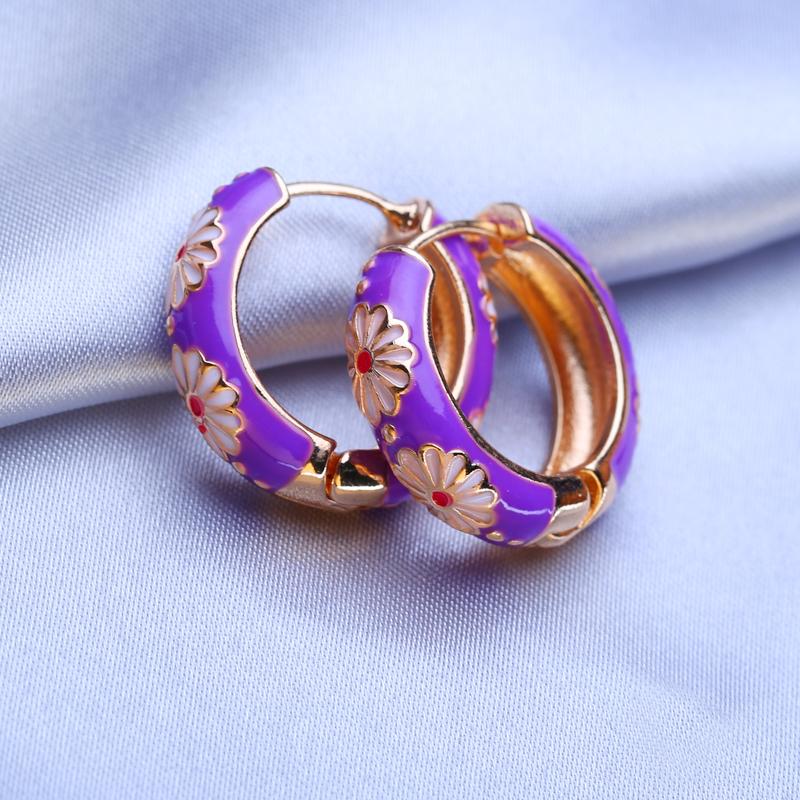 FEEYOO серьги-кольца для женщин и девочек, модные многоцветные цветочные золотые модные круглые серьги, ювелирные изделия, подарок