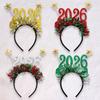 Sequin 2026 Happy New Year Headband Sweet New Year Decorative Glasses  New Year Dress Up