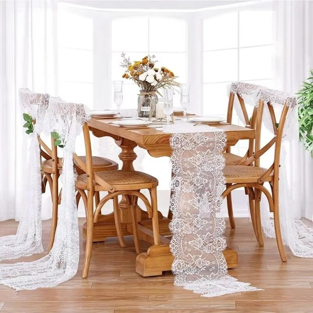 Floral Lace Table Cover Tulle Tablecloth Dining Table Decorations Table Runner  Kitchen Supplies