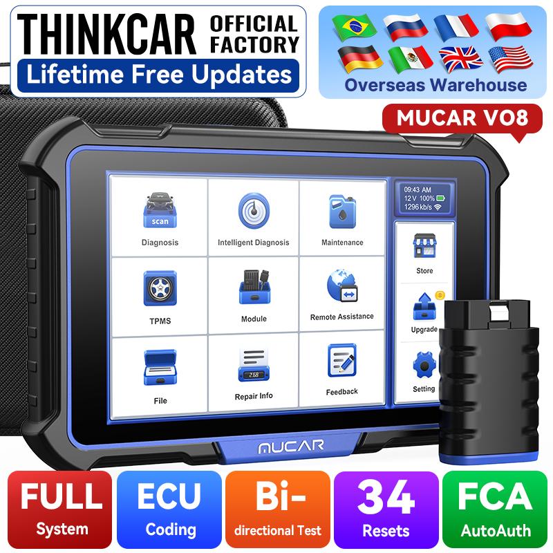 MUCAR VO8 ECU Coding CANFD Diagnostic Tools for Garage Workshop Lifetime Free Update Factory Direct Bluetooth OBD2 Scanner 8inch