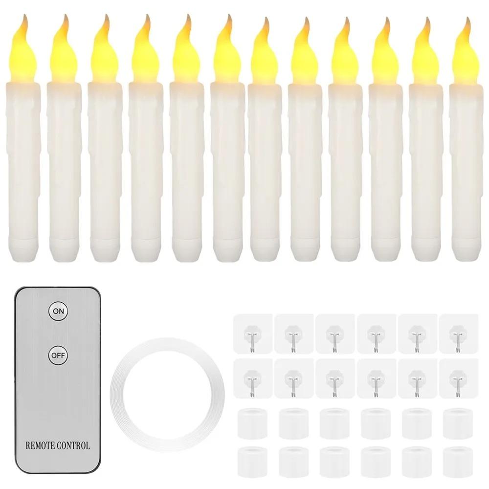 Flameless Flickering Taper Candles With/without Remote Control Timer Dimmer Battery Operated Candlesticks for Christmas Wedding