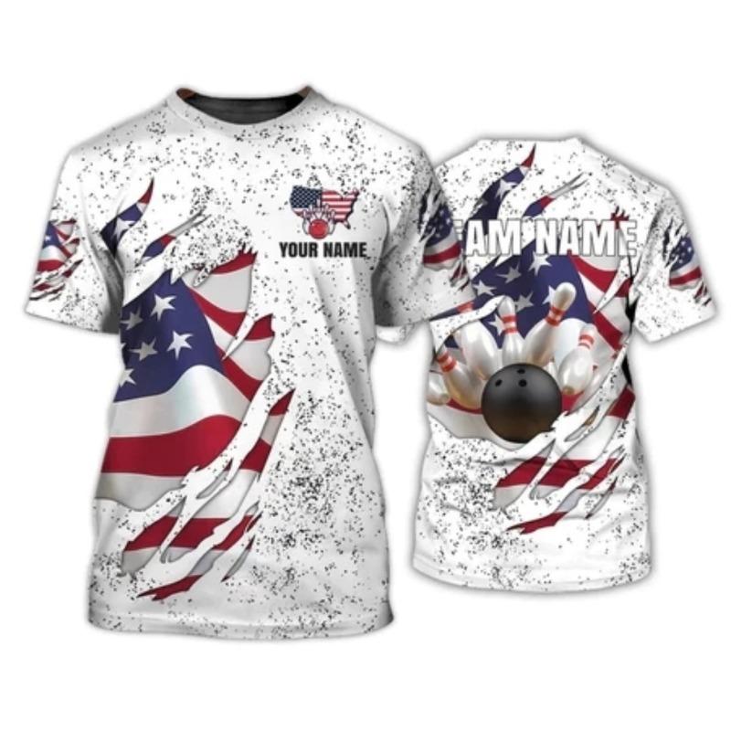 3D Printed Men's Entertainment Bowling Game T-shirt, Bowling Series Daily Casual T-shirt Top