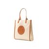Tory Burch Ella Commuter Large Capacity Double T Logo Canvas And Leather Trim Tote Bag Women tote Natural-Beige Classic-Brown 88581-928