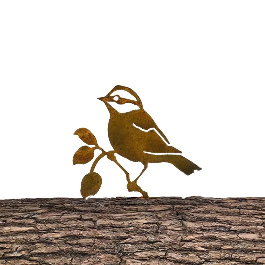 Black-Capped Chickadee, Steel Silhouette with Rusty Patina, Nature Gift, Garden Art, Outdoor Decoration