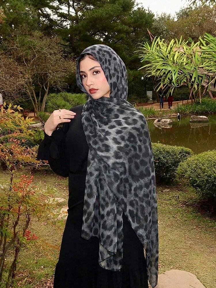 Рамадан Мусульманские Хиджабы Женские Шарфы с Леопардовым Принтом Foulard Femme Шаль Роскошный Хиджаб на Ид Исламский Тюрбан Платок на Голову Весна 2026