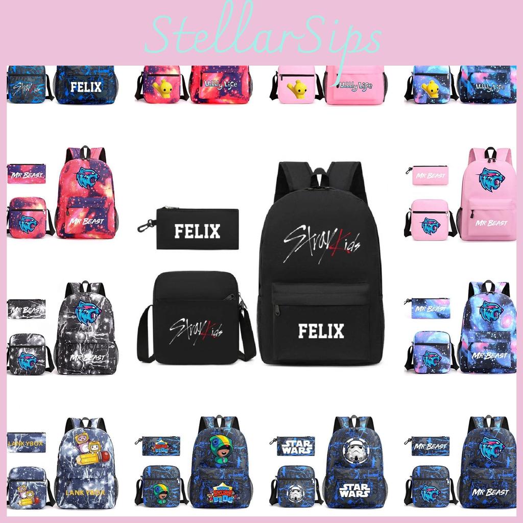 Комплект рюкзака из трех частей Mr Beast Lightning Cat для школы с милым и забавным дизайном