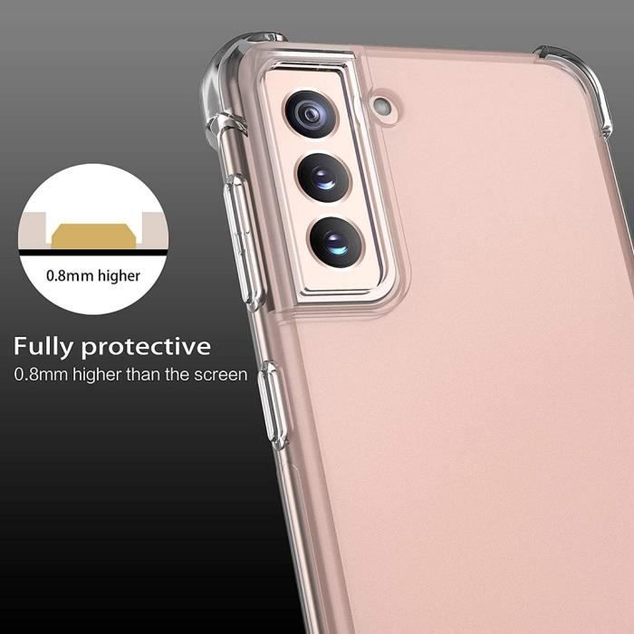 Coque - Booling - pour Samsung S21 - Anti-Rayure - Transparent - Protection 360° - 2 Verres Trempés