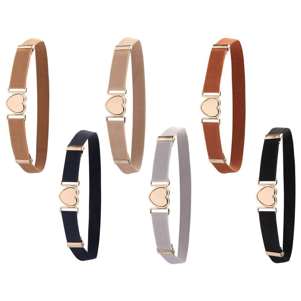 Canvas Girl Solid Color Waist Belt Punch-free Waistband Children Stretch Belts Heart Shape Buckle