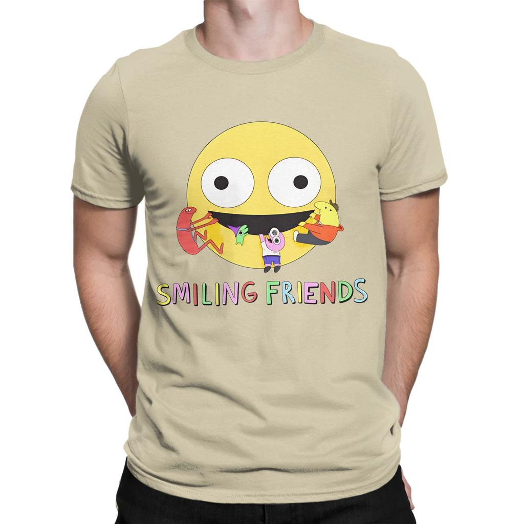 Smiling Friends Logo Novelty 100 Cotton TShirt Smiling Friends Season 2 Tops Tees For Unisex