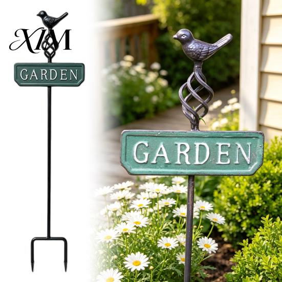 Durable Plant Support Stakes Retro Bird Garden Stake, Metal Sign Rustic Weather Resistant Yard Decoration with Stake for Flower Bed, Lawn Iron