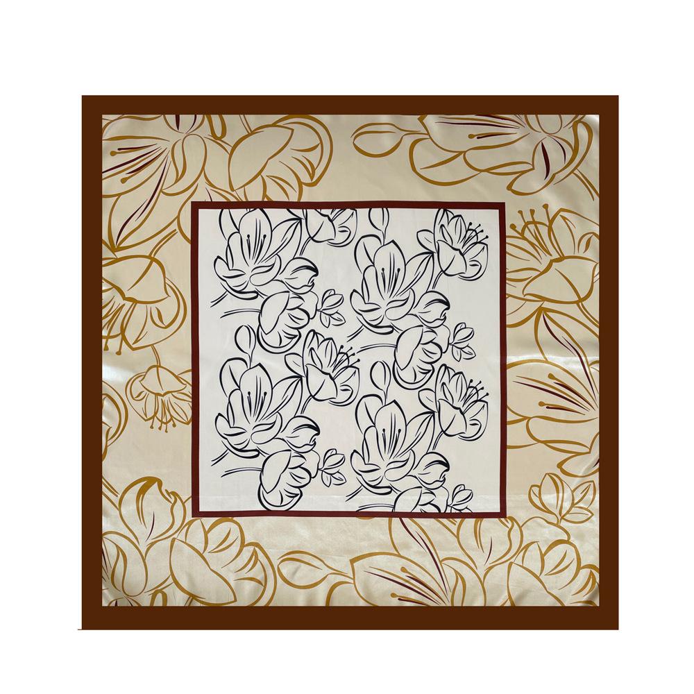Large square scarf 91cm women's silk scarf European and American bag head scarf new satin satin printed scarf wholesale
