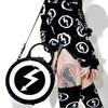 Dark Skull Head Thunder Flash Printed Gothic Cross Body Moon Messenger Bag Round Handbag Harajuku