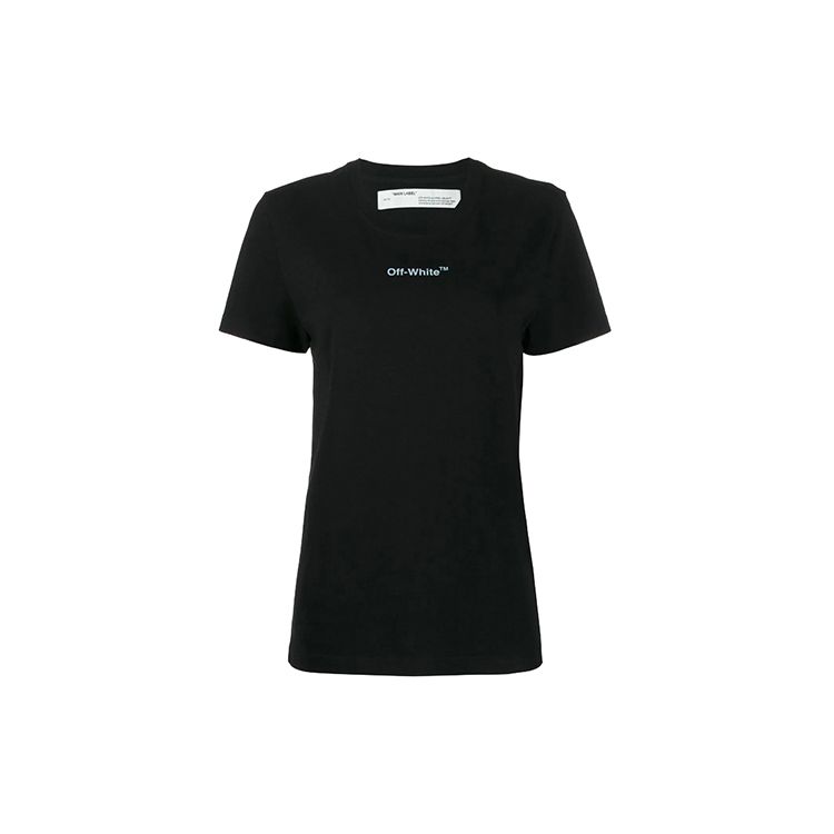 Off-White Футболка с коротким рукавом и принтом стереострелок, стандартный крой, женские топы, черный цвет OWAA049R20B070431001