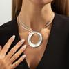 Модный нерегулярный круглый кулон, набор украшений, золото, серебро, цвет, полый, ожерелье, серьги для женщин, Ins, легкая роскошь, очаровательные украшения, подарок