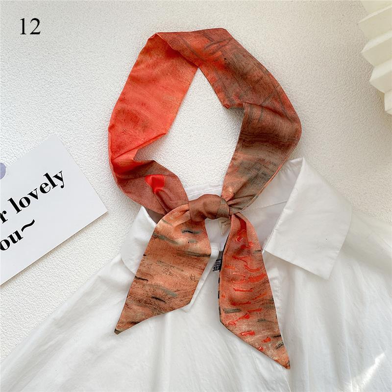 Длинный шарф с принтом из 26 букв, узкая лента, повязка на голову, шейные платки, повязка на сумку с ручкой, бандана, резинка для волос, шейный платок, шелковые маленькие шарфы