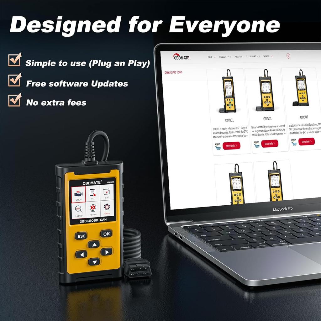 Car Scanner, Read&Clear Codes| Wireless Printing| Battery Voltage Test| Graphic Live Data, 2025 Upgraded Check Engine Code Reader OBDII Diagnostic
