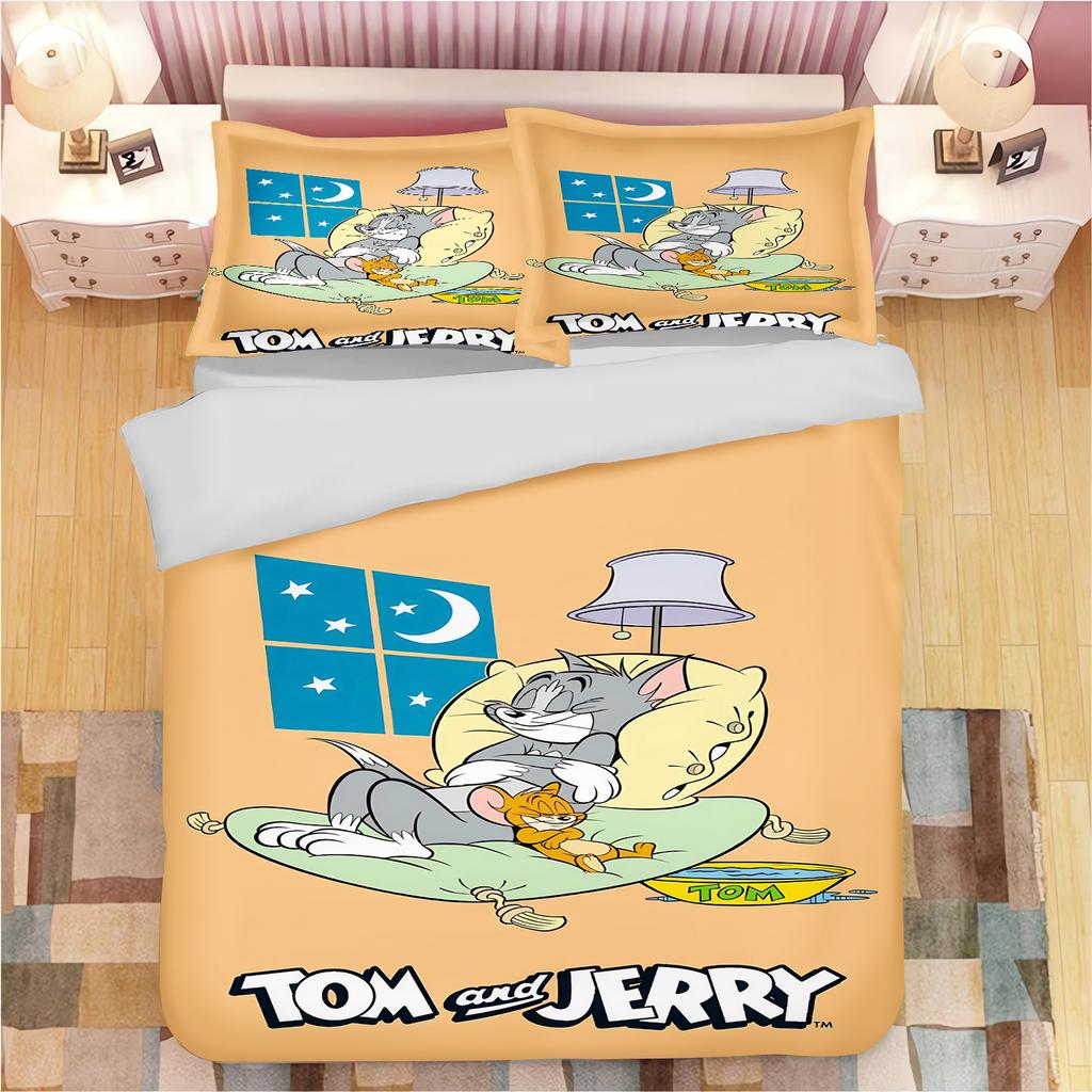 Том и Джерри Аниме Домашняя Спальня Плед Нордический полиэстер Подходит для детей и взрослых Комплект из 3 предметов