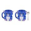 Blue Cat Ice Cream Cup Holder for 16 Oz Pints Ice Cream Cooler Container with Built-In Snack Drawer And Matching Spoon Comfortable Grip Soda Cup Gifts