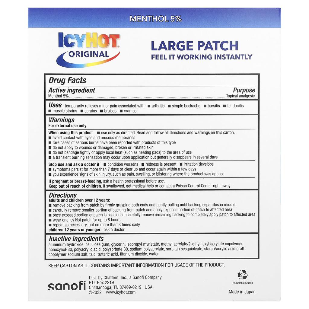 Original Pain Relief Patches, Large, Pack of 5