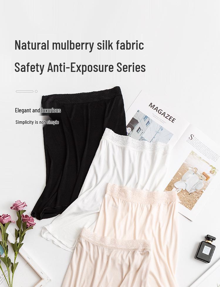 Женская подъюбник-слип ночная сорочка Guolian из тутового шелка с кружевной отделкой (Защита от экспозиции)