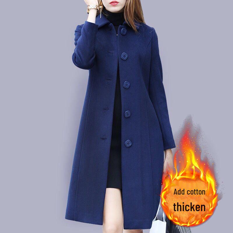 Женское шерстяное пальто узкого кроя в британском стиле - средняя длина, коллекция весна 2025 г.