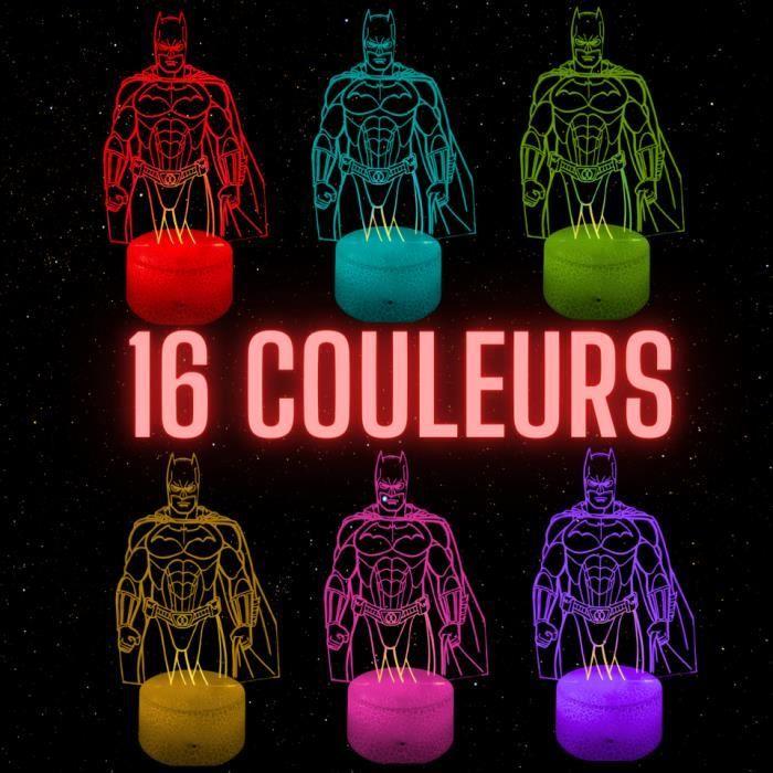 Lampe de chevet 3D LED Batman, Veilleuse changement de Couleurs, Lampe tactile, Idée Cadeau Noël Anniversaire