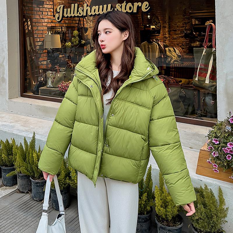 Women’s Short Hooded Windproof Thicken Warm Winter Jacket With Raglan Sleeves